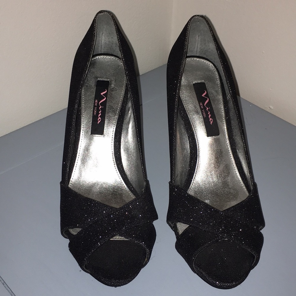 Sparkly black heels
